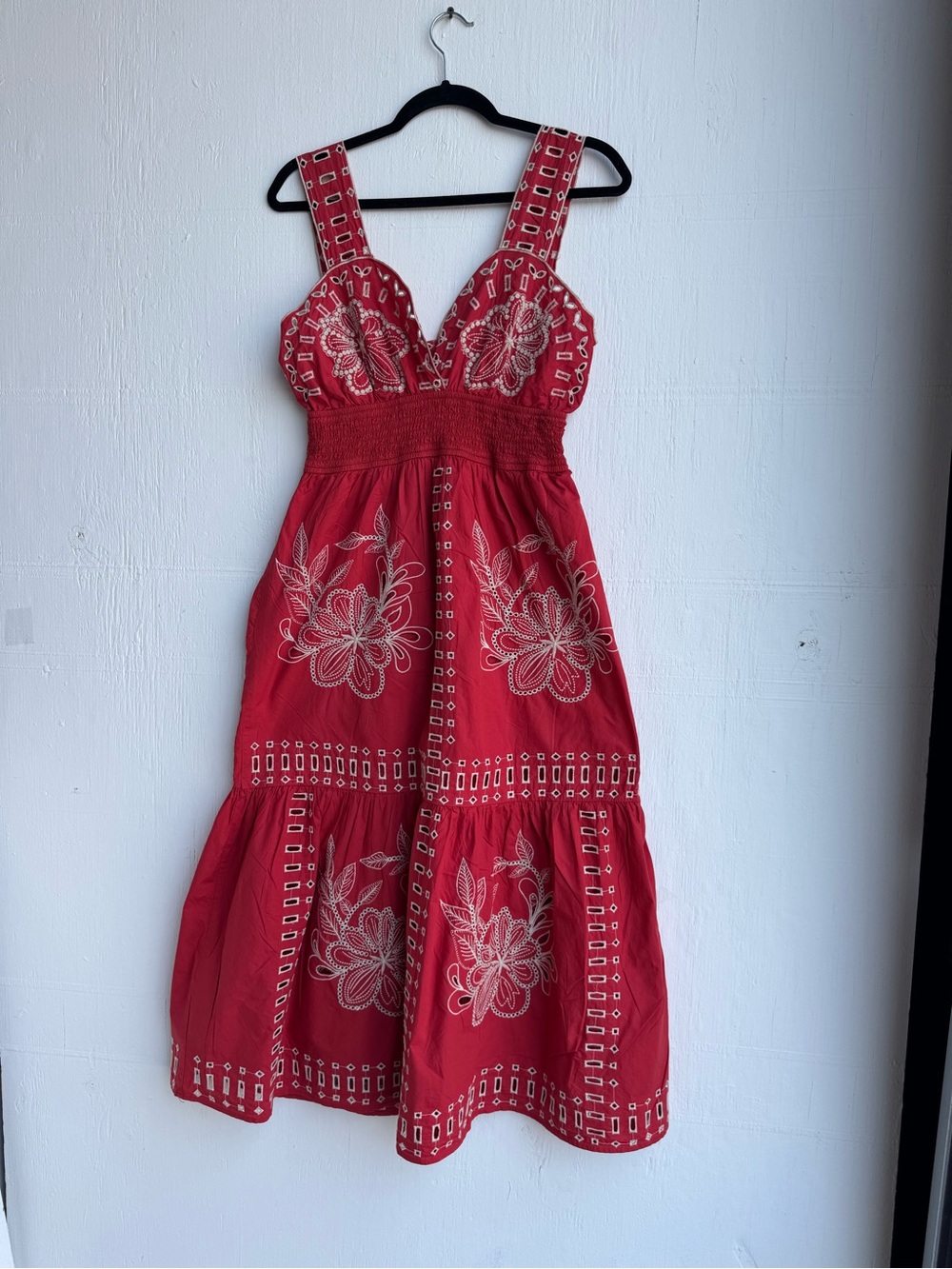 Rails Red Embroidered Midi Dress